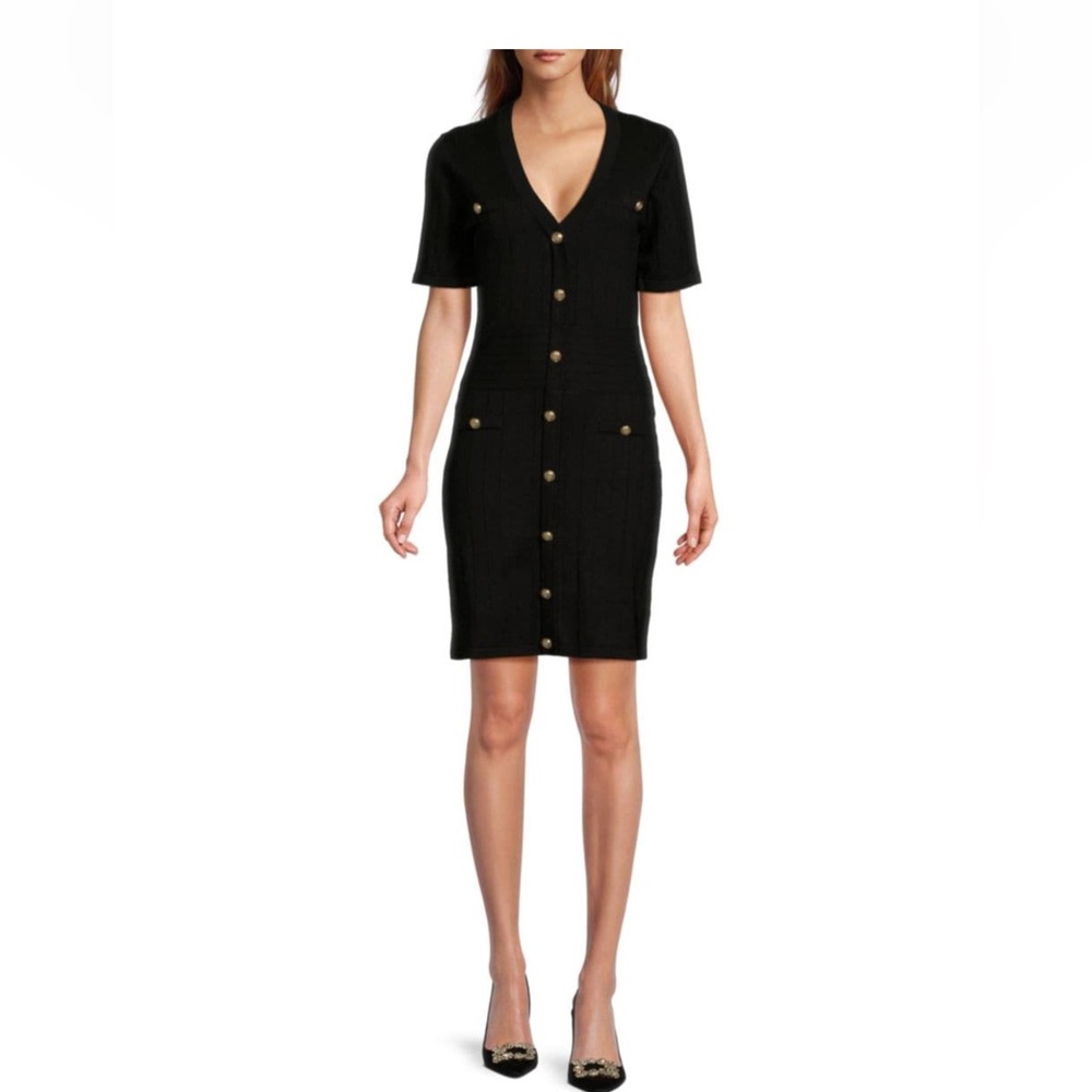 NWT Walter Baker Black London Dress with Gold Buttons